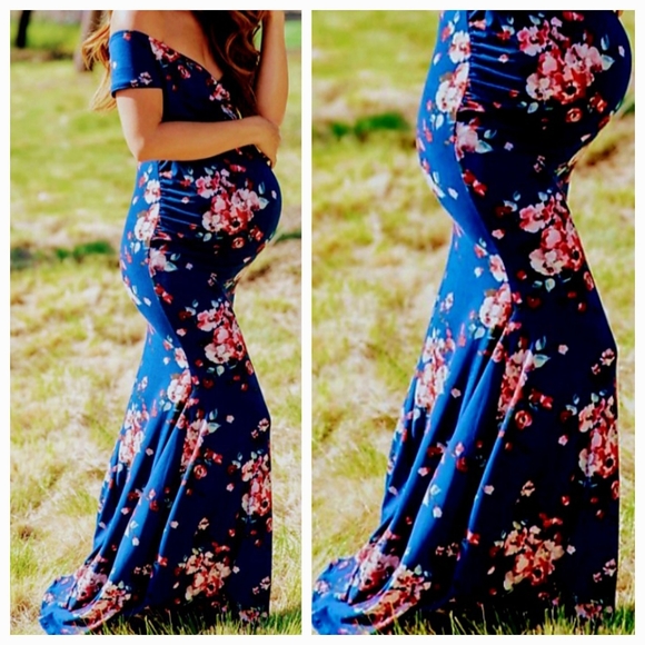 Pinkblush Dresses & Skirts - 🔥$13 SALE🔥NEW ROMANTIC Maternity Photoshoot Gown Dress Floral Med